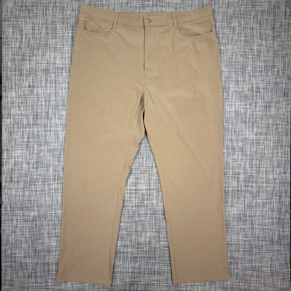 Callaway Mens 44x32 Tan Stretch Golf Pants Five Pocket Straight Leg Cotton Blend
